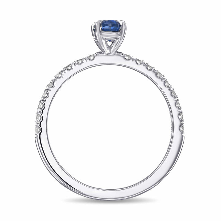 LEIBISH 0.62ct Oval Sapphire Side-Stone Diamond Ring Brand Ring