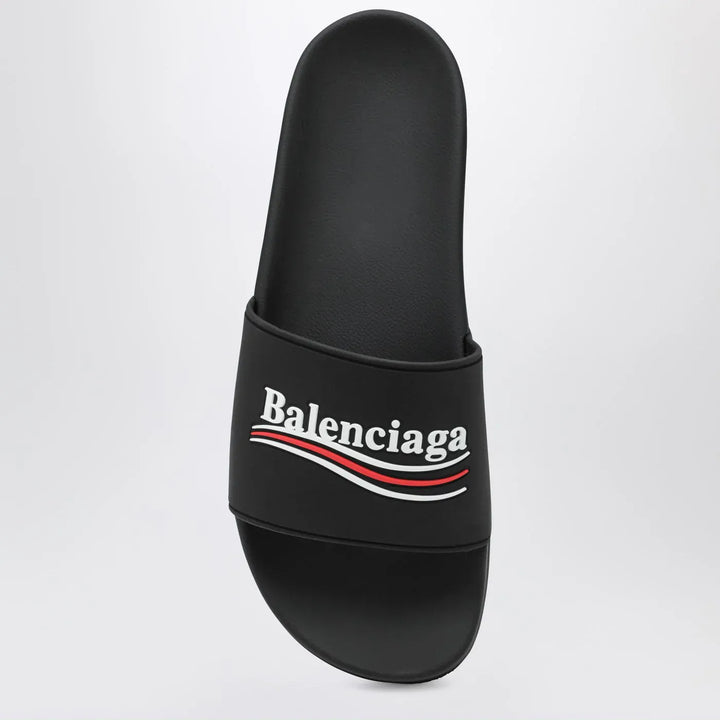 Balenciaga - Pool Slide rubber sandals in black Brand Sandals