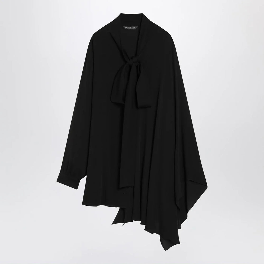 Balenciaga - Asymmetric black silk blouse with scarf Brand Scarf 36  FR