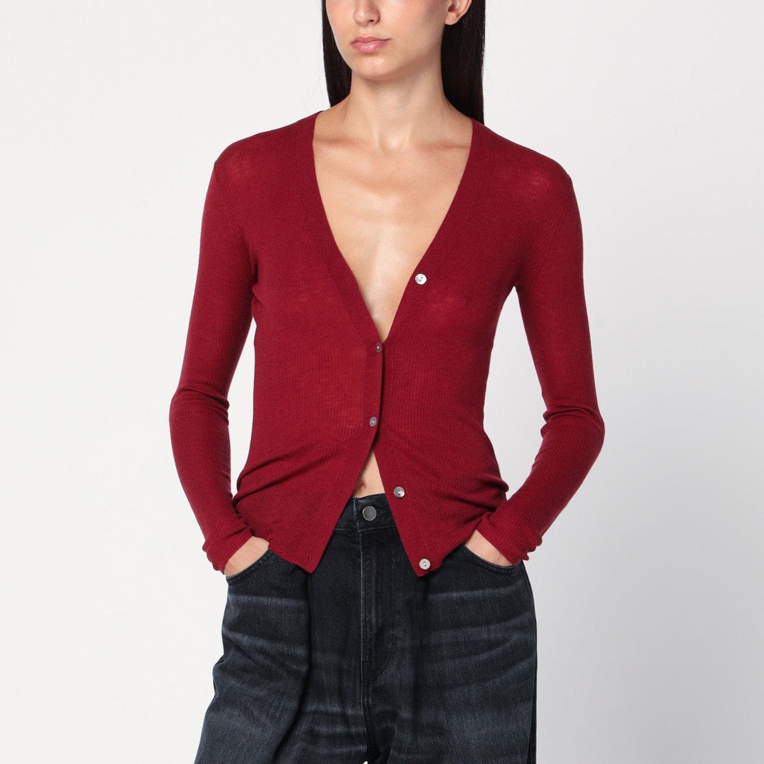 Shirts &amp; Tops XS 6397 - Bordeaux semi-sheer knit cardigan Brand