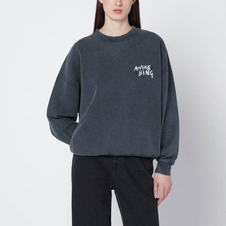 Shirts &amp; Tops ANINE BING - Black washed oversized sweatshirt with logo Brand