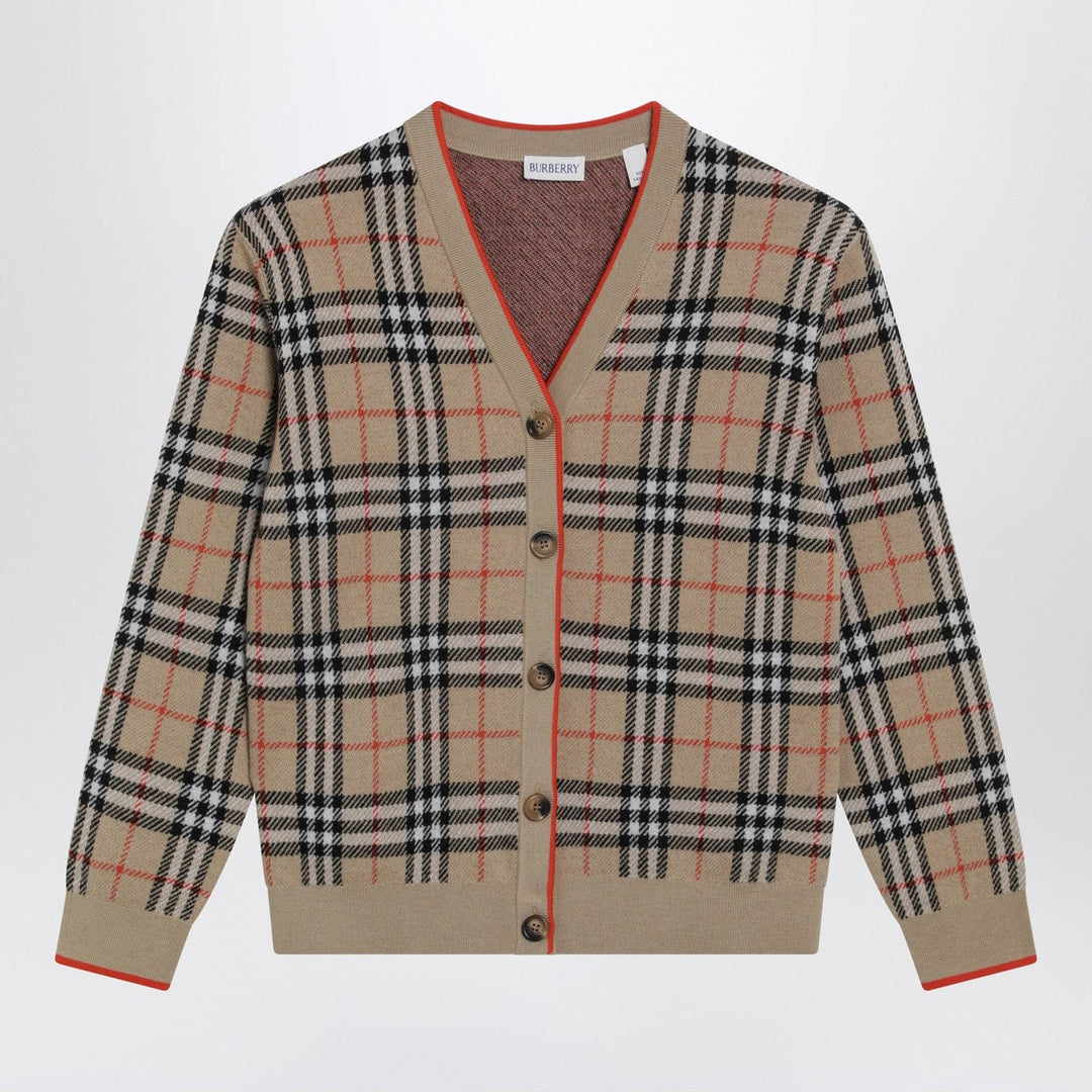 Shirts &amp; Tops 10 Burberry - Beige wool cardigan with Check motif Brand