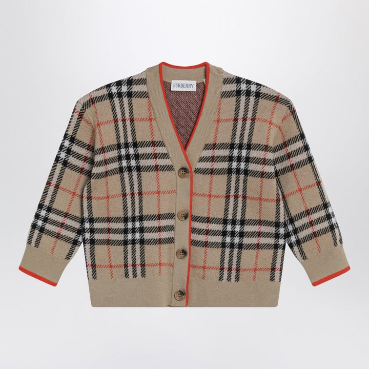 Shirts &amp; Tops Burberry - Beige wool cardigan with Check motif Brand