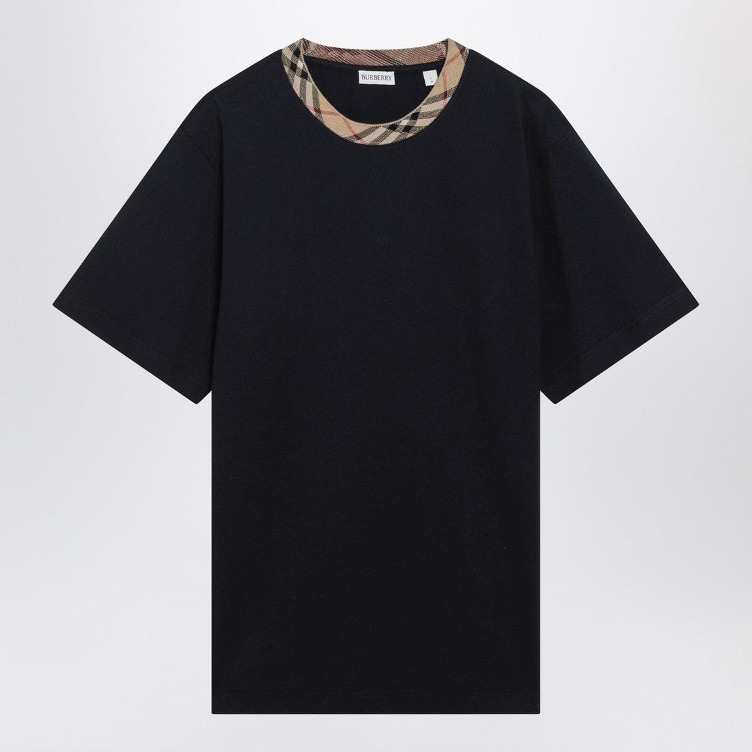 Shirts & Tops Burberry - Navy T-shirt with Check trims Brand