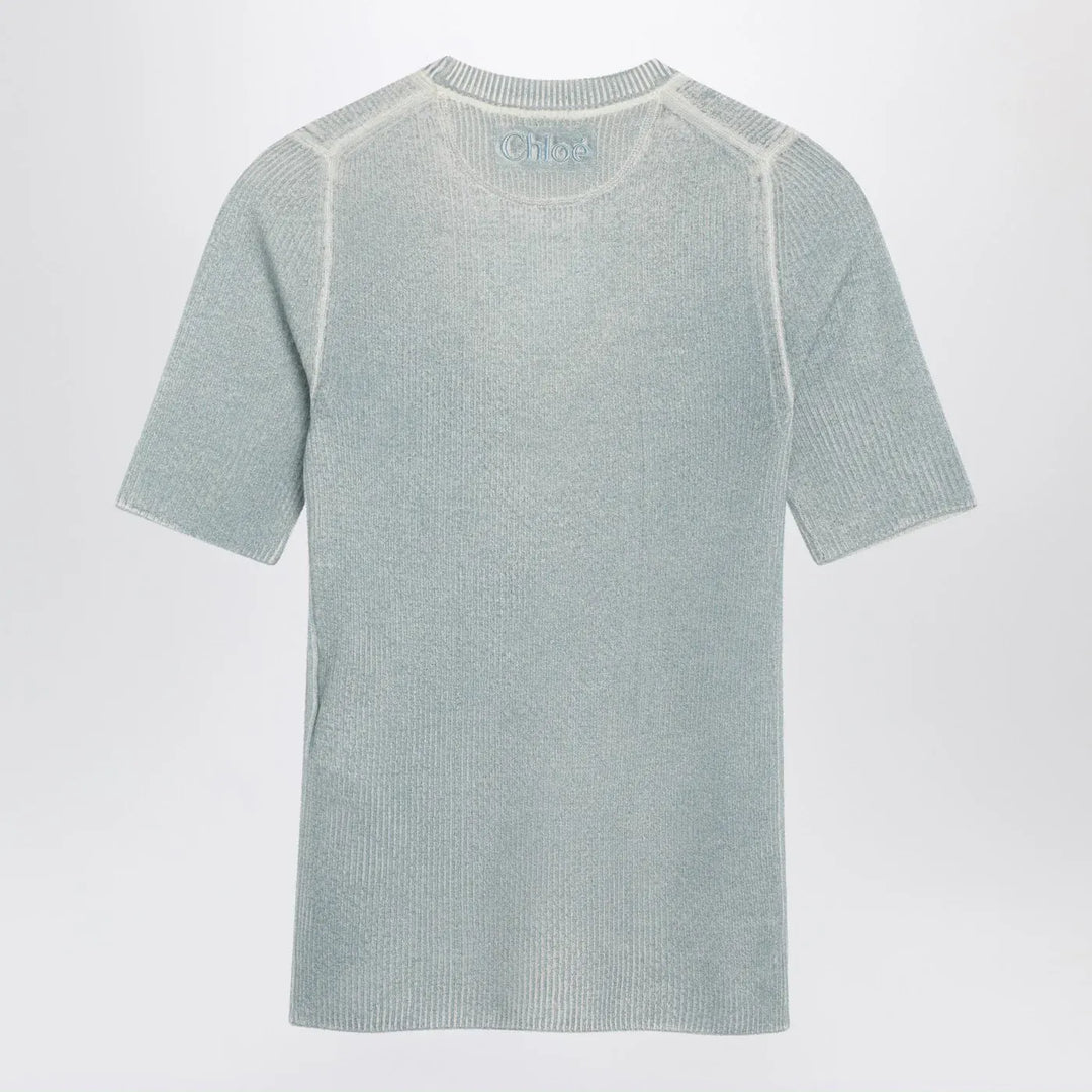 Chloé - Blue-grey wool-blend knit top Brand Shirts &amp; Tops