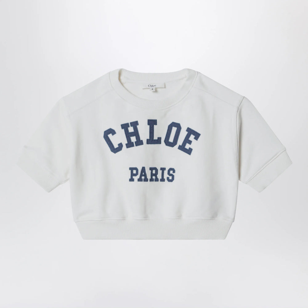 Chloé - White cropped sweatshirt with logo embroidery Brand Shirts & Tops 8