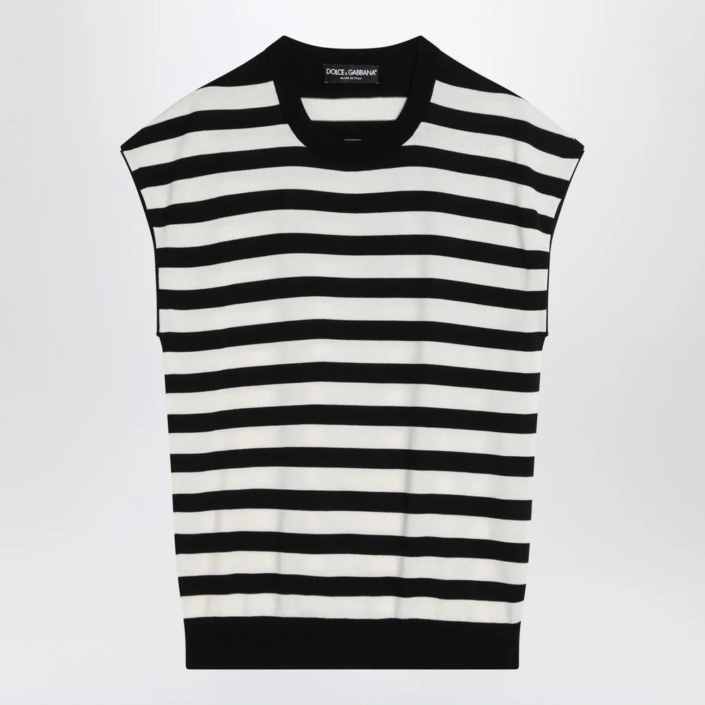 Dolce&Gabbana - Sleeveless kimono-style striped sweater Brand Shirts & Tops 46 IT