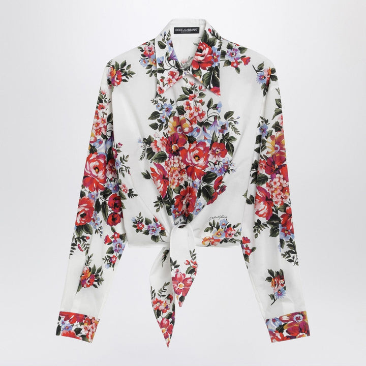 Shirts &amp; Tops 42  IT Dolce&amp;Gabbana - White cropped shirt with floral print Brand