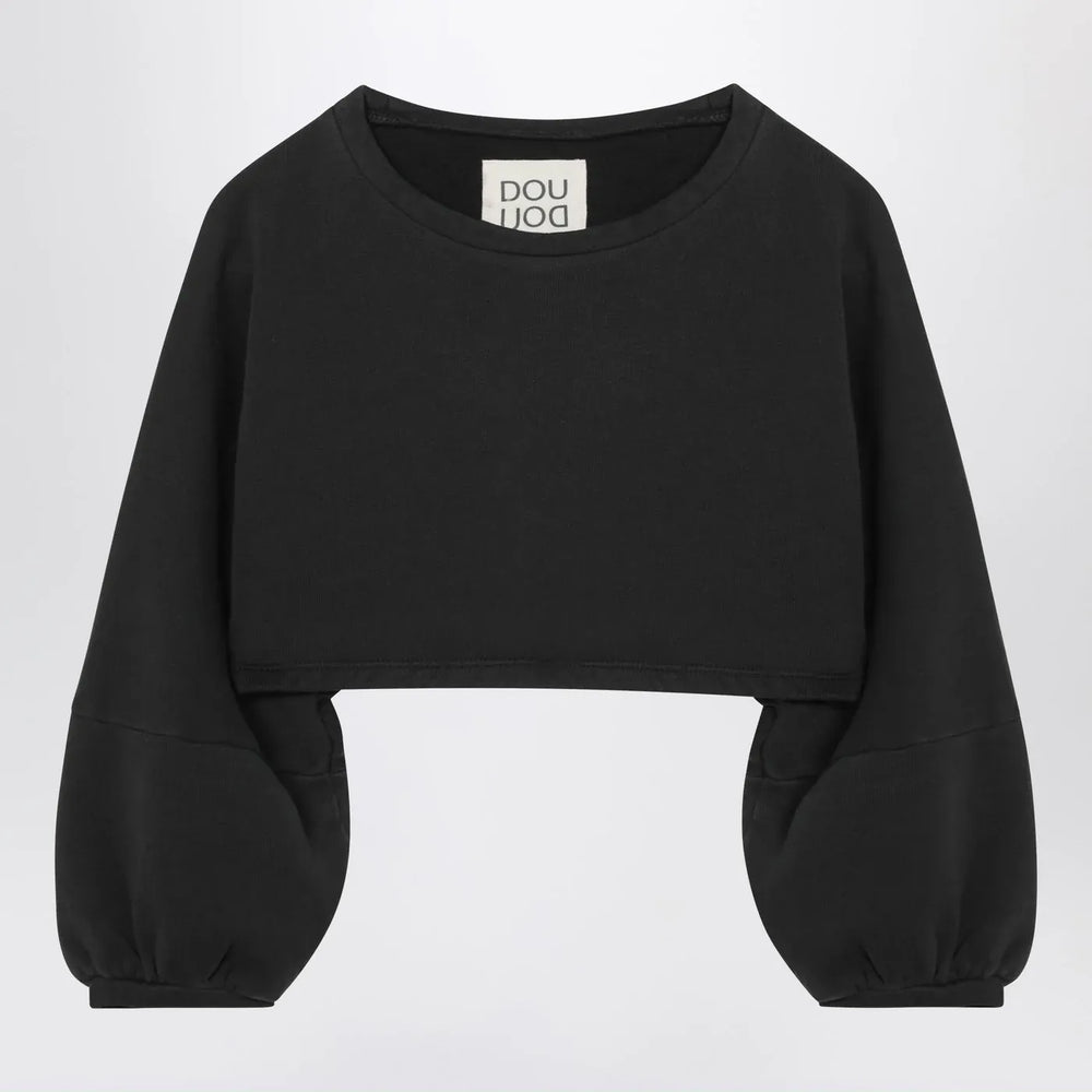 Douuod - Cropped sweatshirt in black cotton Brand Shirts & Tops 6