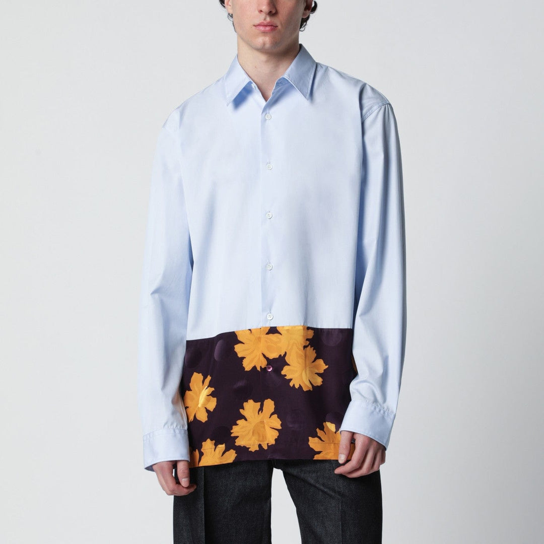 Shirts & Tops Dries Van Noten - Light blue shirt with floral insert Brand