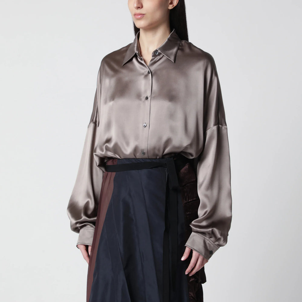 Dries Van Noten - Shirt Taupe Color in Silk Brand Shirts & Tops XS