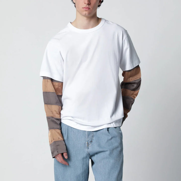 Dries Van Noten - White T-shirt with striped sleeves Brand Shirts &amp; Tops M