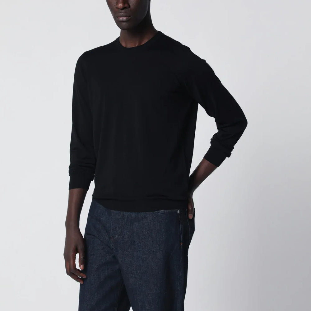 Drumohr - Black wool crew-neck sweater Brand Shirts & Tops 48 IT
