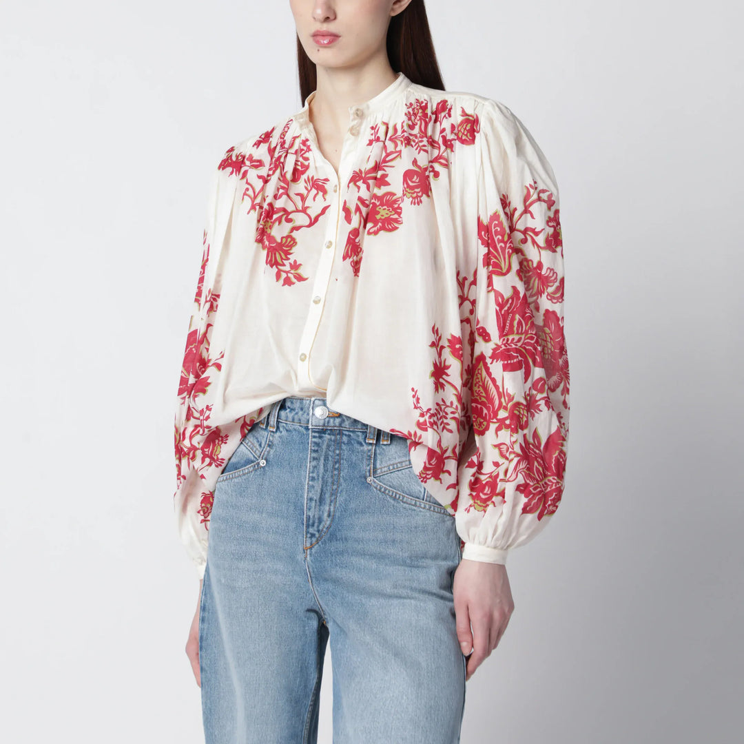 ETRO - Blouse in cotton voile with floral print Brand Shirts &amp; Tops 38  IT