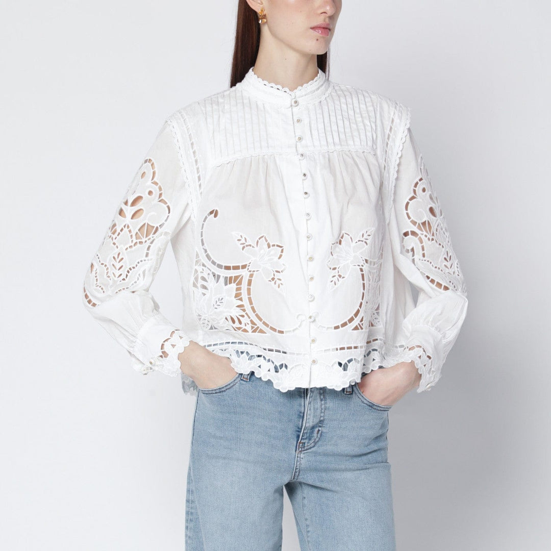 Shirts &amp; Tops S FARM Rio - Richelieu white cotton blouse Brand