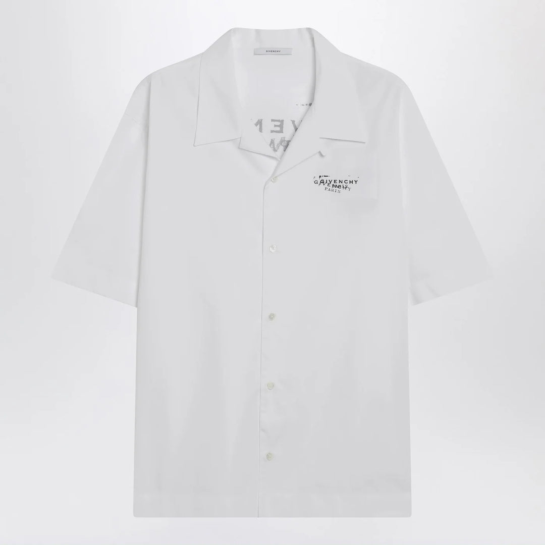 Givenchy - White poplin shirt with logo print Brand Shirts &amp; Tops 40 IT