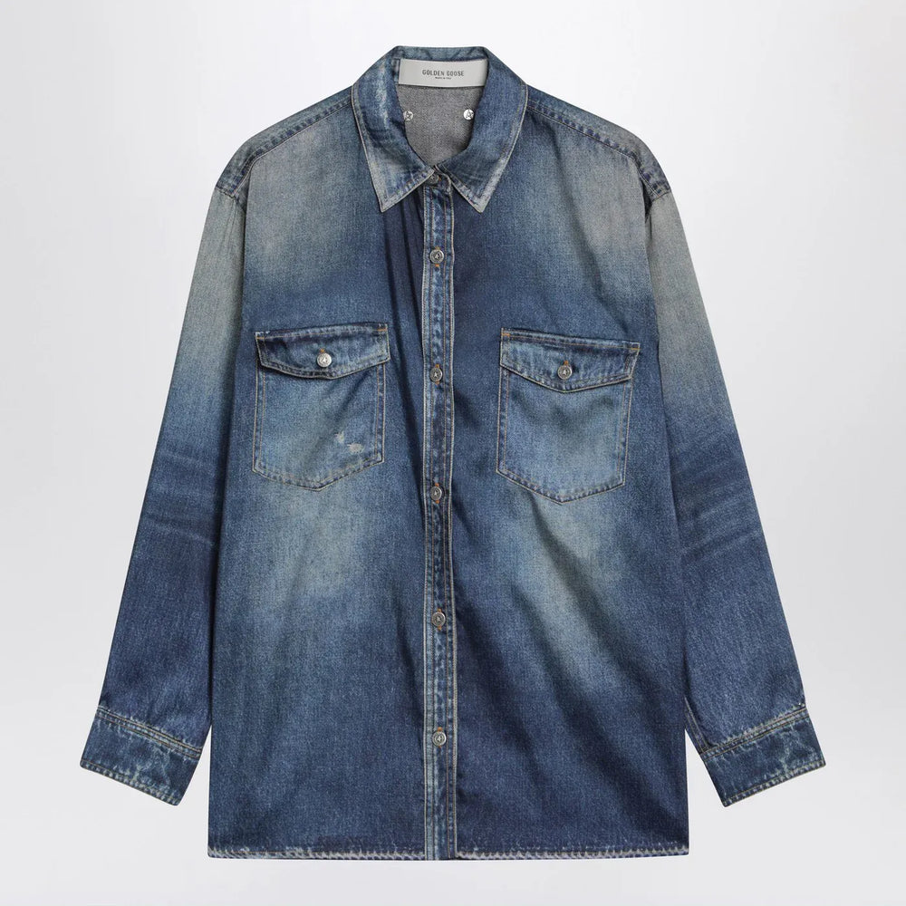 Golden Goose - Blue oversized Patty shirt with denim print Brand Shirts & Tops S