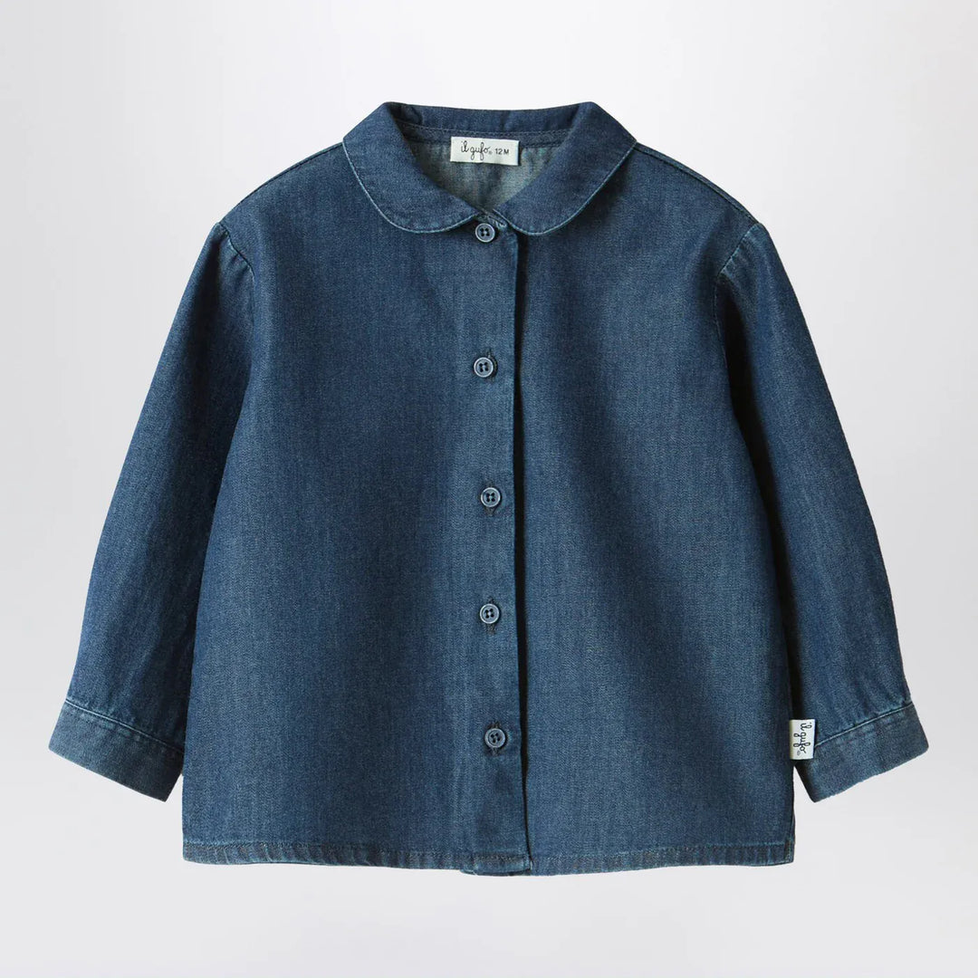 Il Gufo - Baby shirt in blue denim Brand Shirts &amp; Tops 12