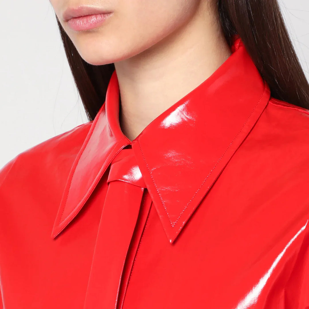 Jil Sander - Shiny linen shirt with red tie Brand Shirts &amp; Tops 34  FR