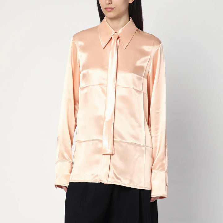 Jil Sander - Shirt with pink tie in shiny viscose blend Brand Shirts &amp; Tops 36  FR