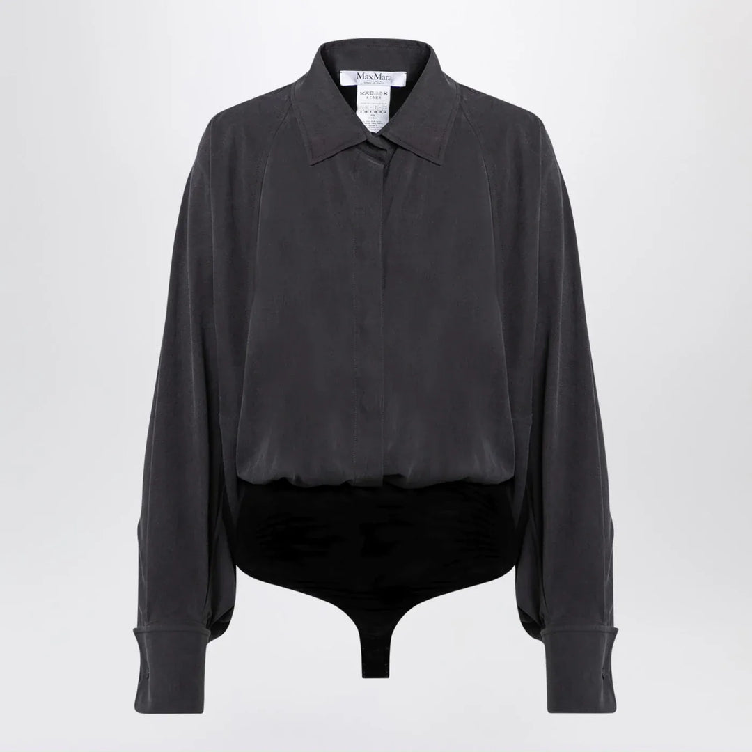 Max Mara - Anthracite grey silk body shirt Brand Shirts &amp; Tops 38  IT