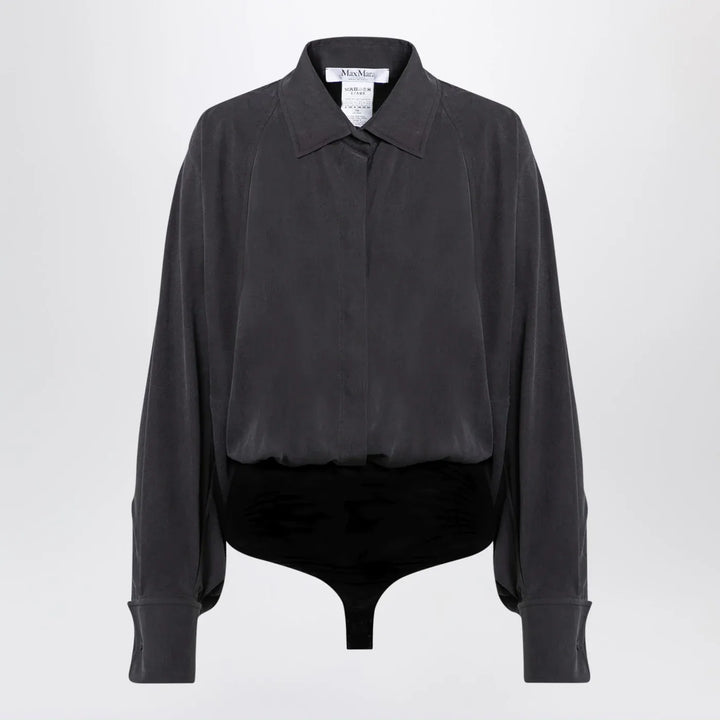 Max Mara - Anthracite grey silk body shirt Brand Shirts &amp; Tops 38  IT