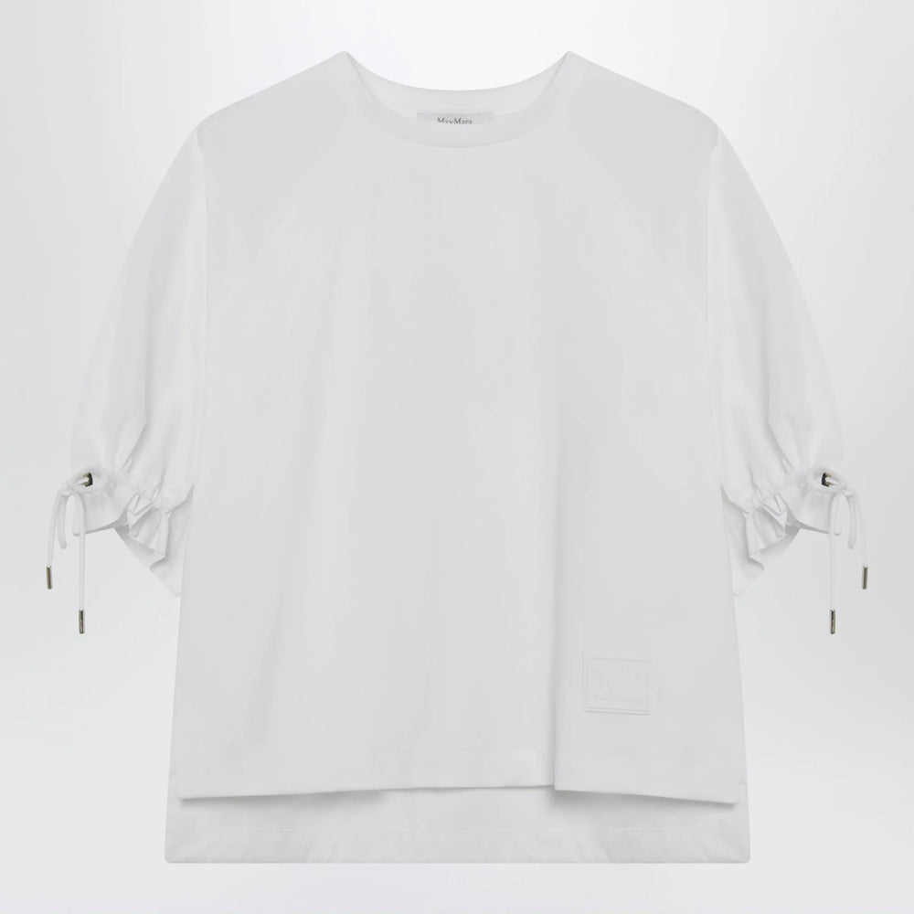 Max Mara - Optical white cotton-blend jersey top Brand Shirts & Tops S