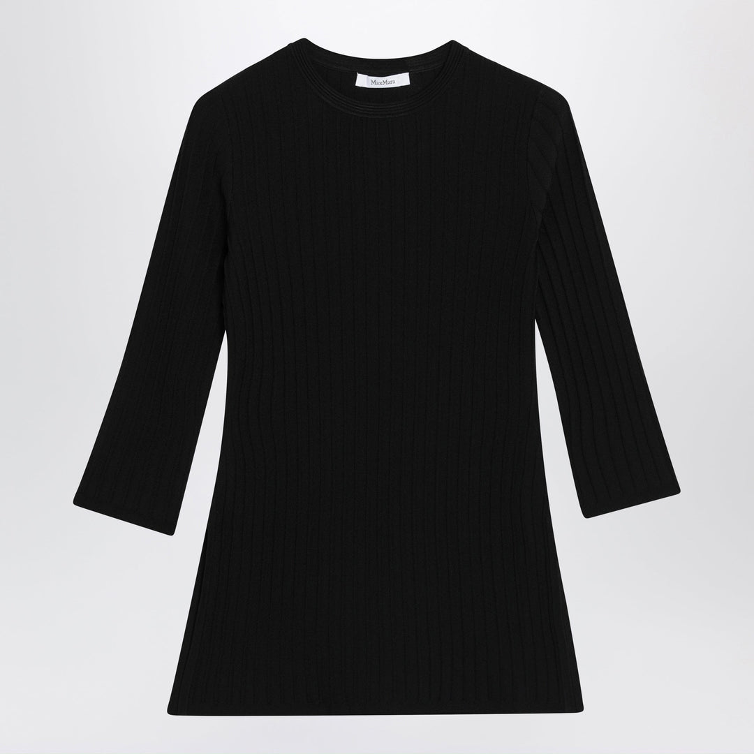 Shirts &amp; Tops Max Mara - Ribbed crewneck sweater in crêpe viscose, black Brand