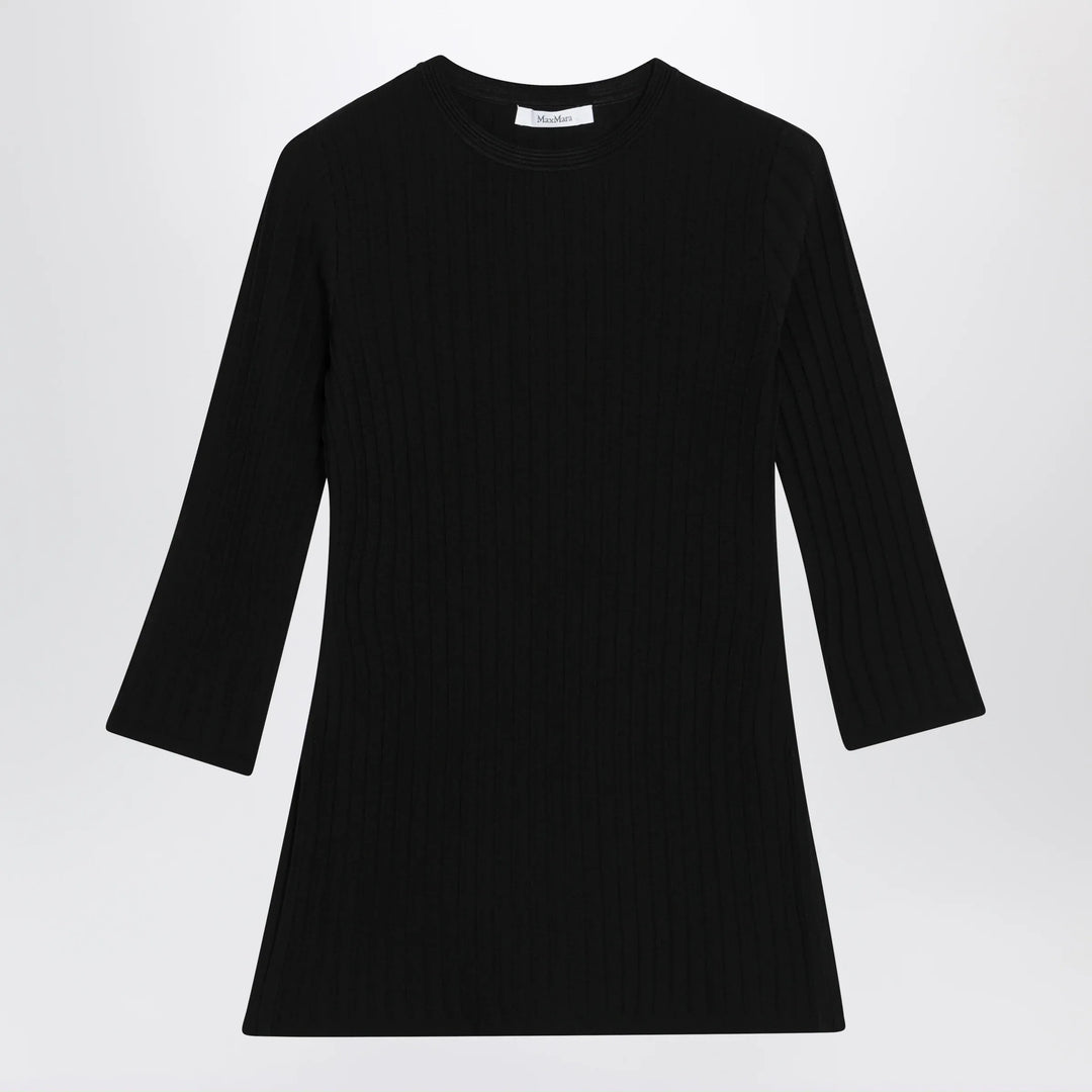 Max Mara - Ribbed crewneck sweater in crêpe viscose, black Brand Shirts &amp; Tops XS