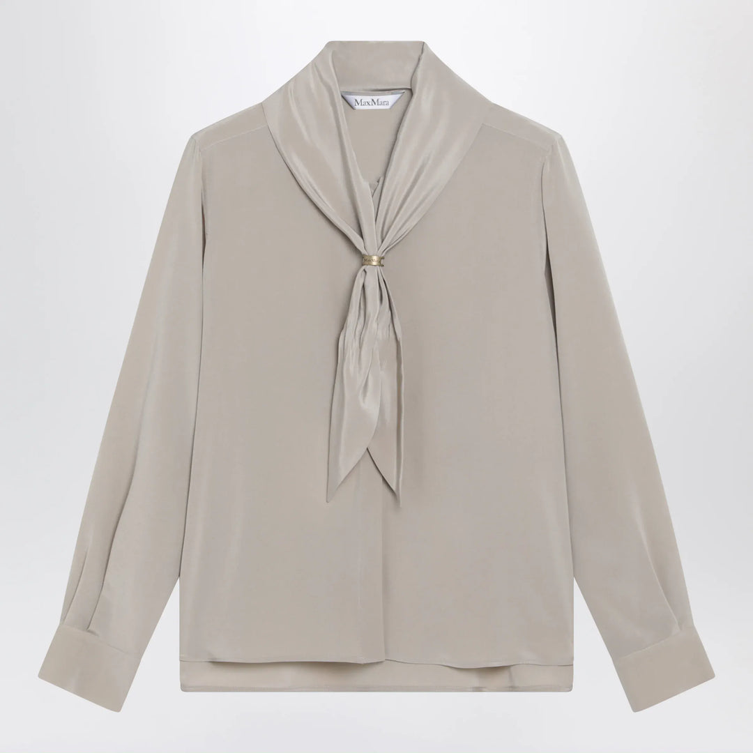 Max Mara - Rock beige silk blouse with scarf Brand Shirts &amp; Tops 40  IT