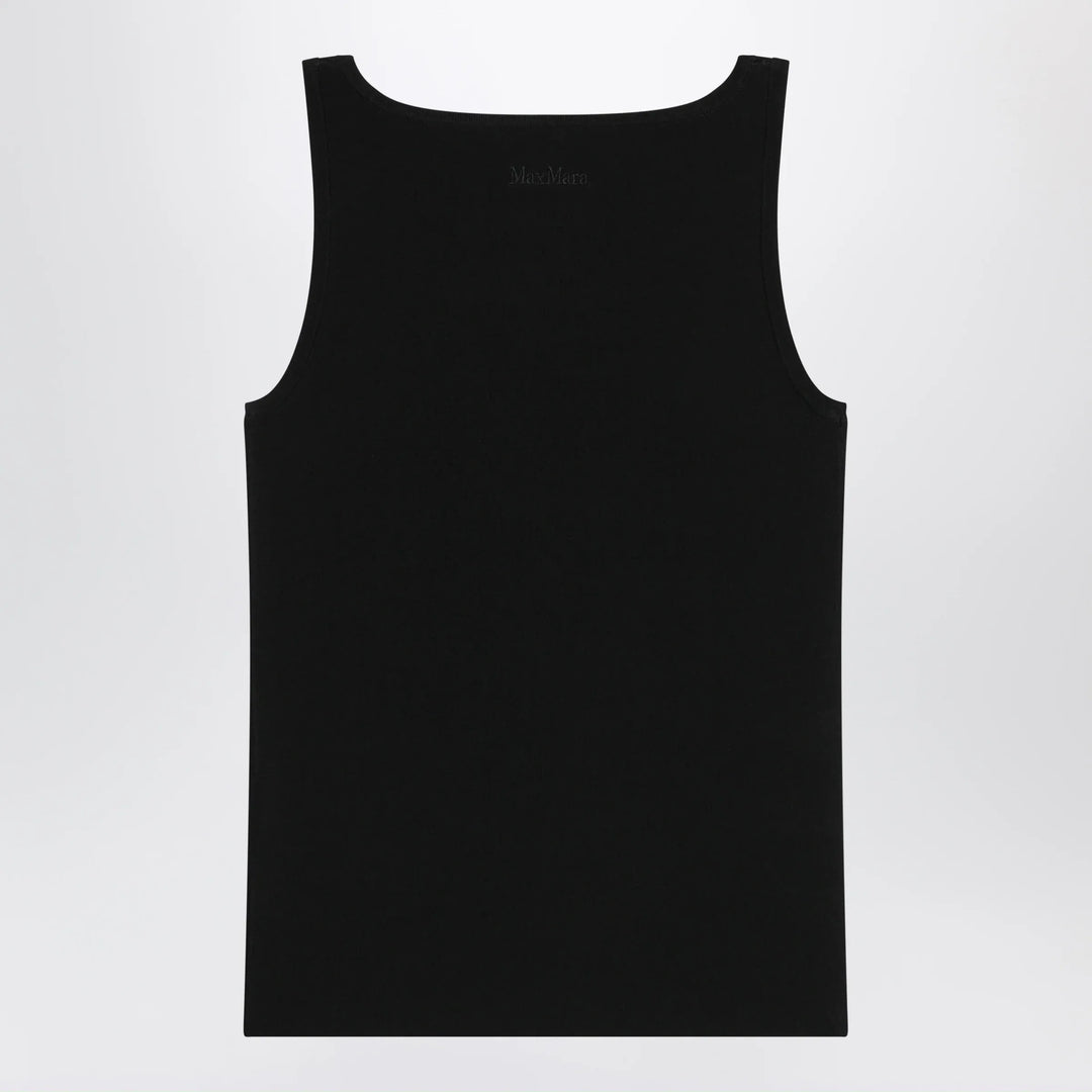Max Mara - Sleeveless viscose crêpe knit top in black Brand Shirts &amp; Tops