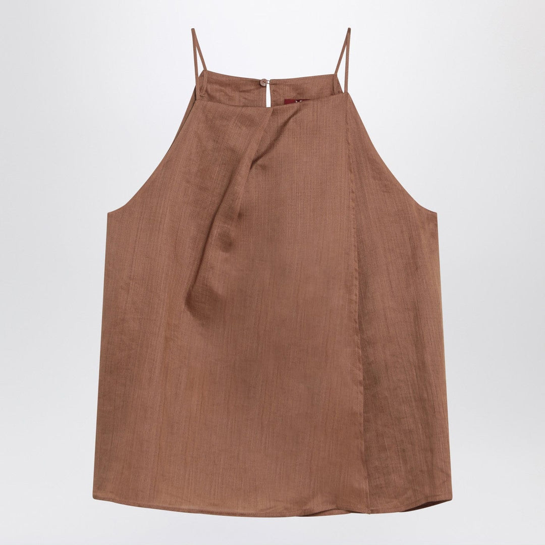 Shirts & Tops 44  IT Max Mara Studio - Tobacco-coloured ramie gauze top Brand