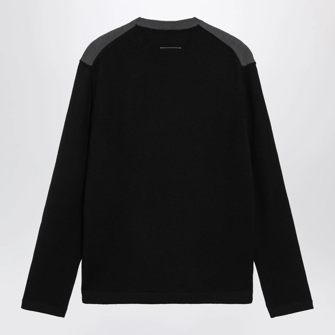 MM6 Maison Margiela - Asymmetrical crewneck sweater in black and grey Brand Shirts &amp; Tops