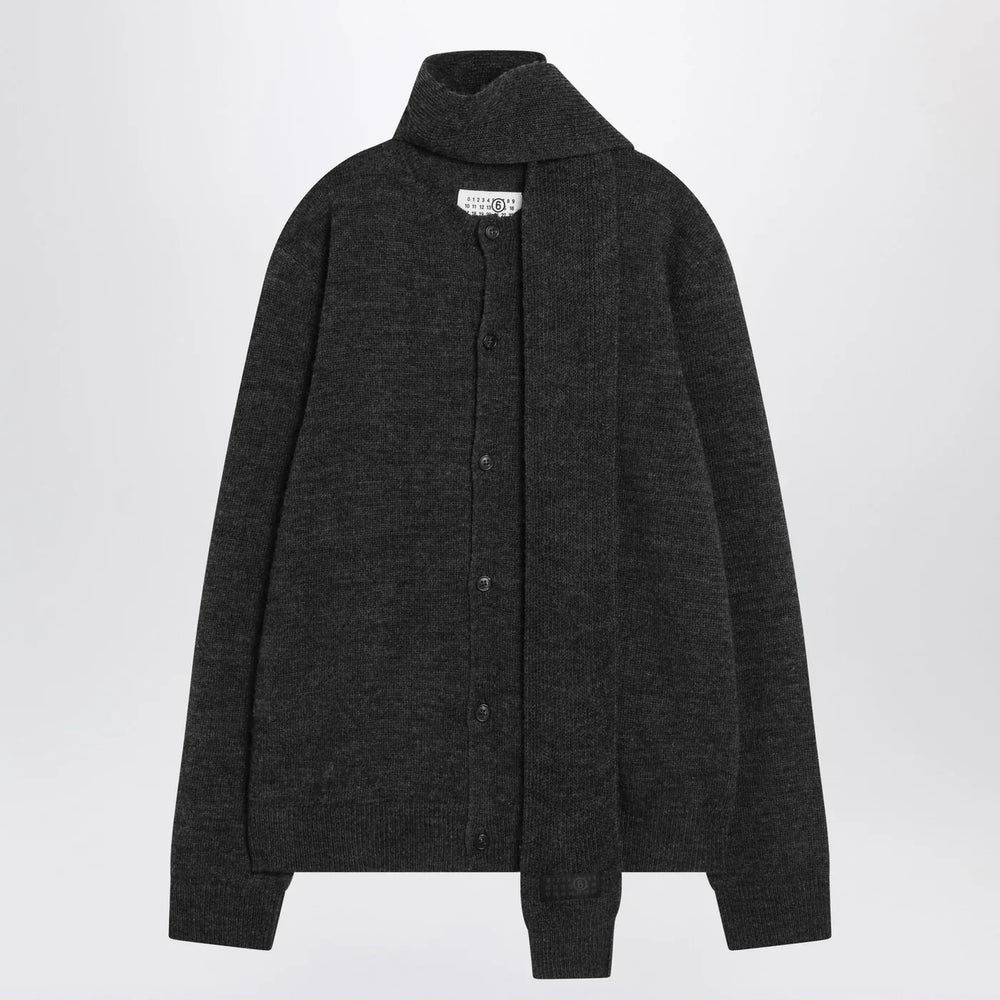 MM6 Maison Margiela - Grey wool-blend cardigan with scarf Brand Shirts & Tops M