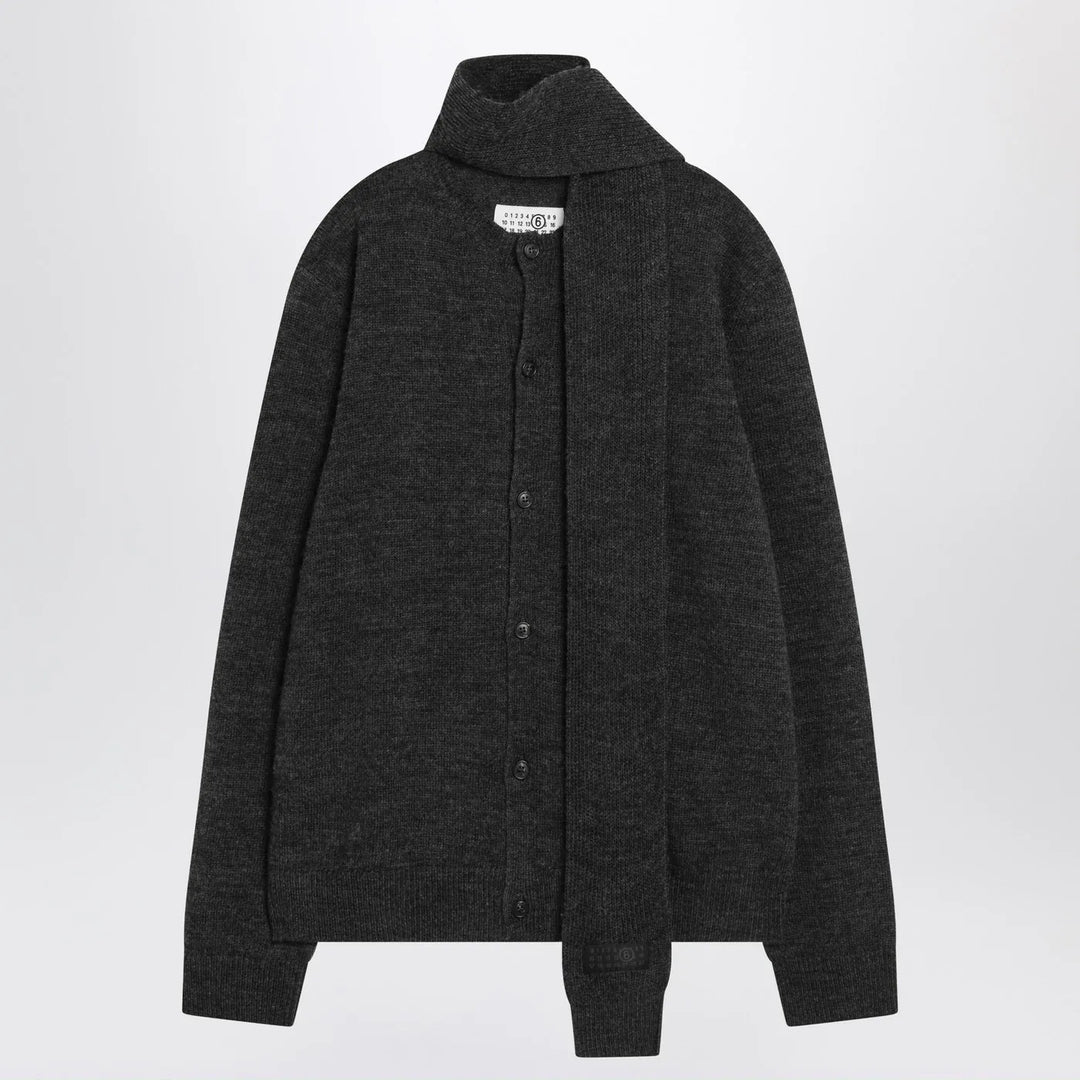 MM6 Maison Margiela - Grey wool-blend cardigan with scarf Brand Shirts &amp; Tops M
