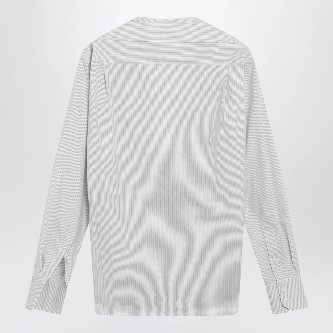 MM6 Maison Margiela - Pinstriped cotton shirt with V-neck Brand Shirts &amp; Tops
