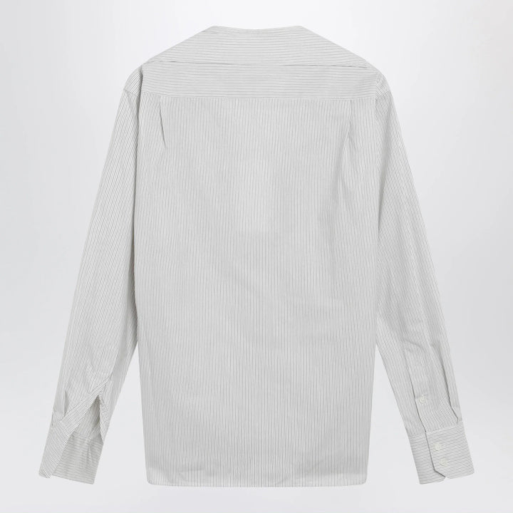MM6 Maison Margiela - Pinstriped cotton shirt with V-neck Brand Shirts &amp; Tops