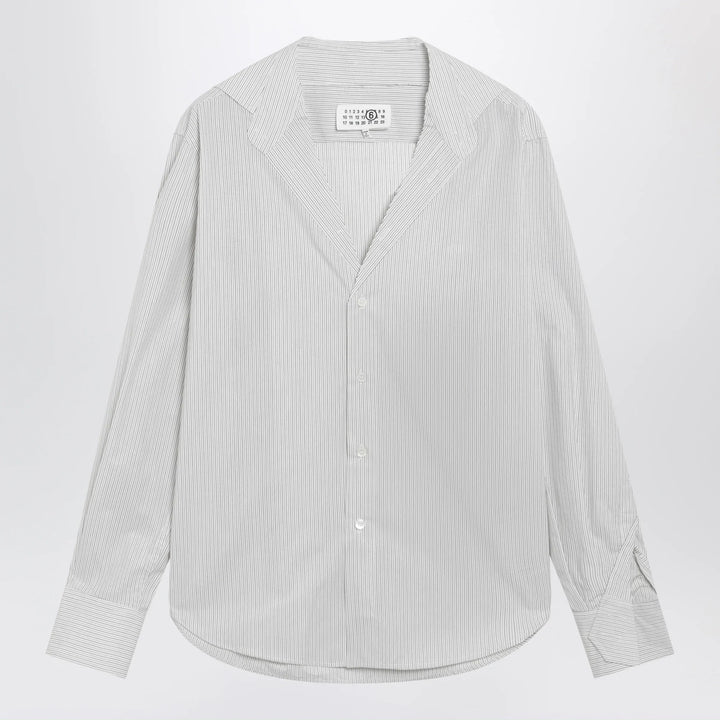 MM6 Maison Margiela - Pinstriped cotton shirt with V-neck Brand Shirts &amp; Tops 42  IT