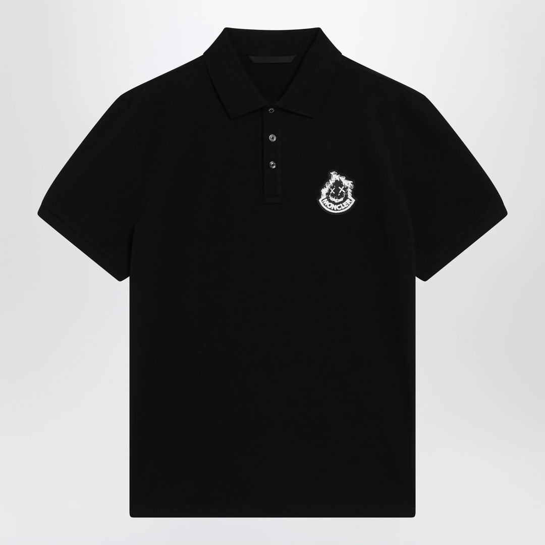 Moncler - Black cotton piqué polo shirt with logo Brand Shirts &amp; Tops S