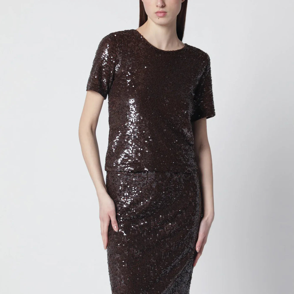 P.A.R.O.S.H. - Brown sequin knit top Brand Shirts & Tops M