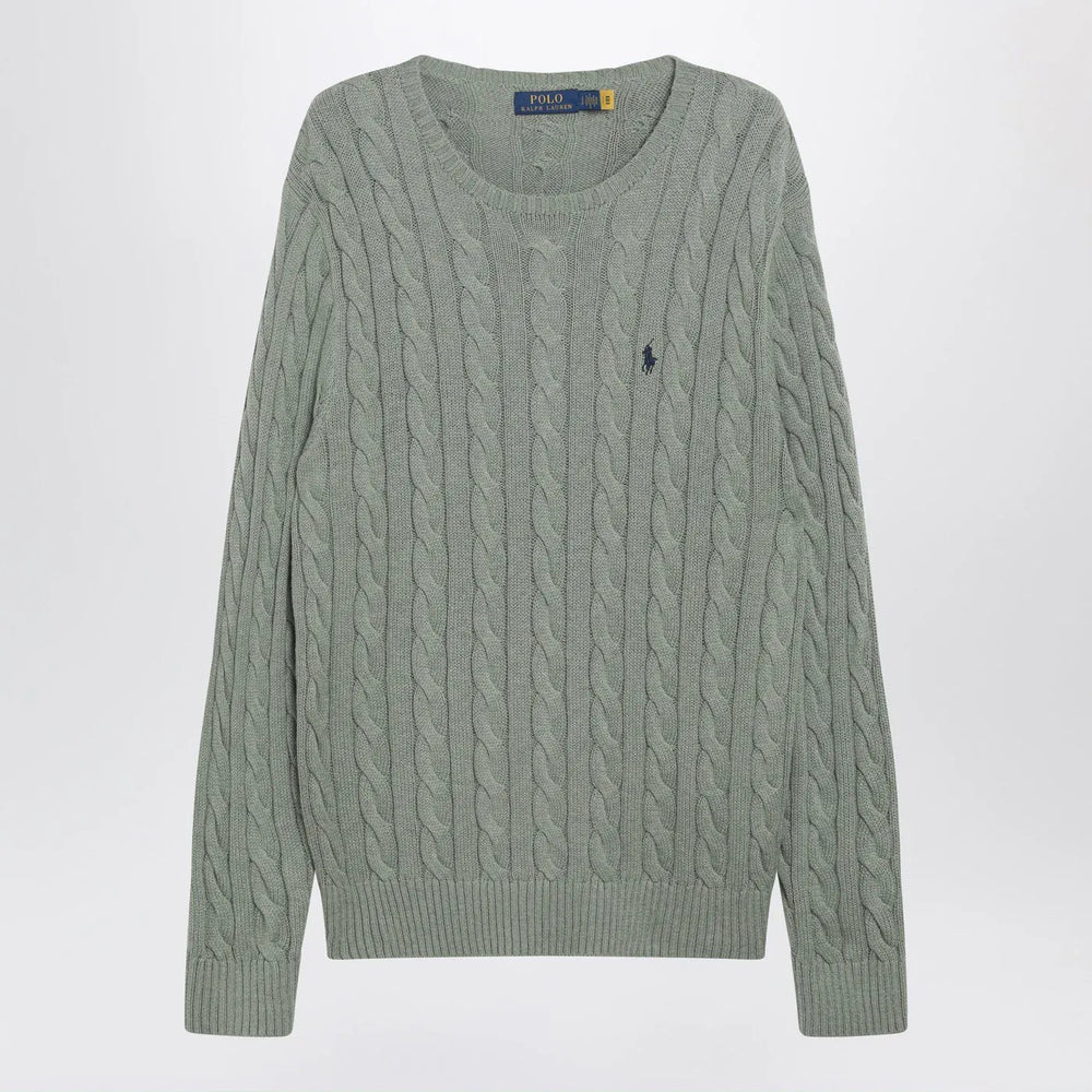 Polo Ralph Lauren - Grey-green cotton cable-knit sweater Brand Shirts & Tops S