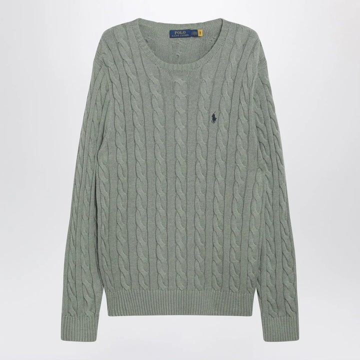 Polo Ralph Lauren - Grey-green cotton cable-knit sweater Brand Shirts &amp; Tops S