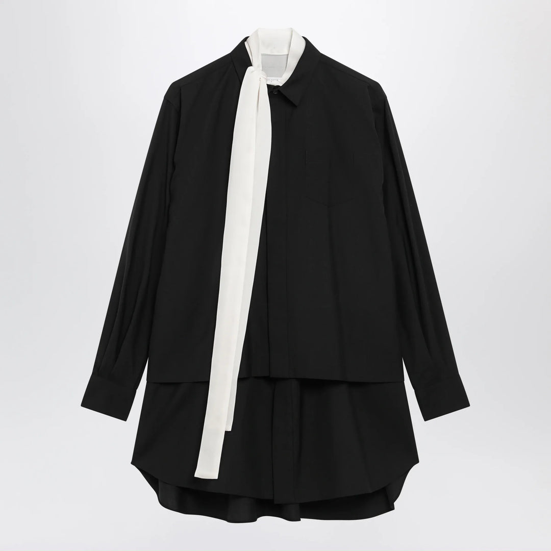 Sacai - Black wool-blend mini shirt dress Brand Shirts &amp; Tops 1