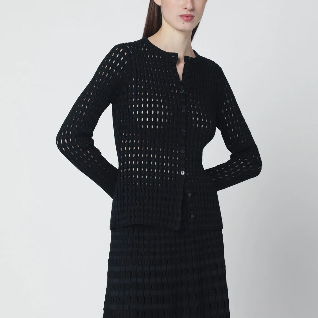 SIMKHAI - Mabel black openwork knit cardigan Brand Shirts &amp; Tops S