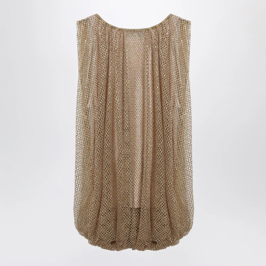 Sportmax - Camel mesh top with crystals Brand Shirts &amp; Tops