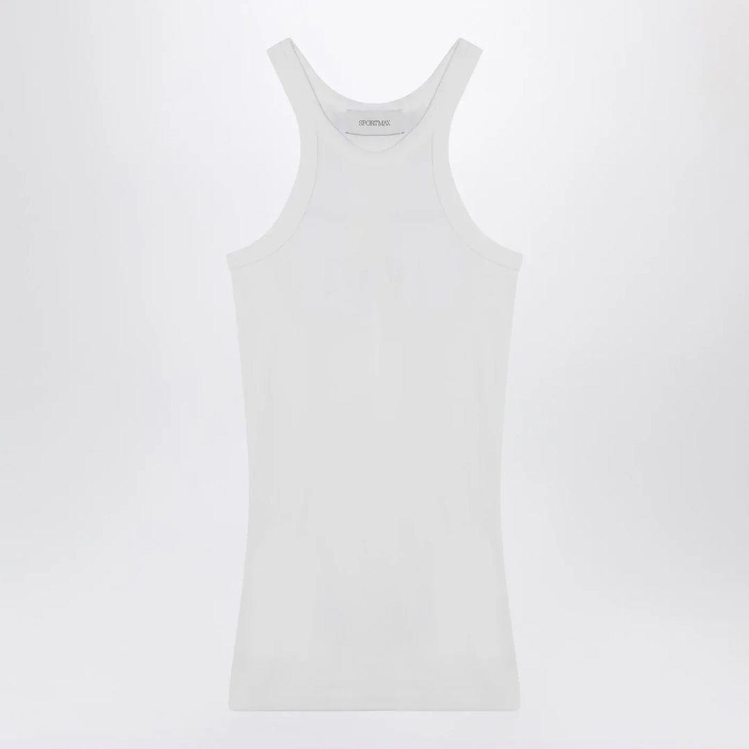 Sportmax - White ribbed tank top in silk blend Brand Shirts &amp; Tops L