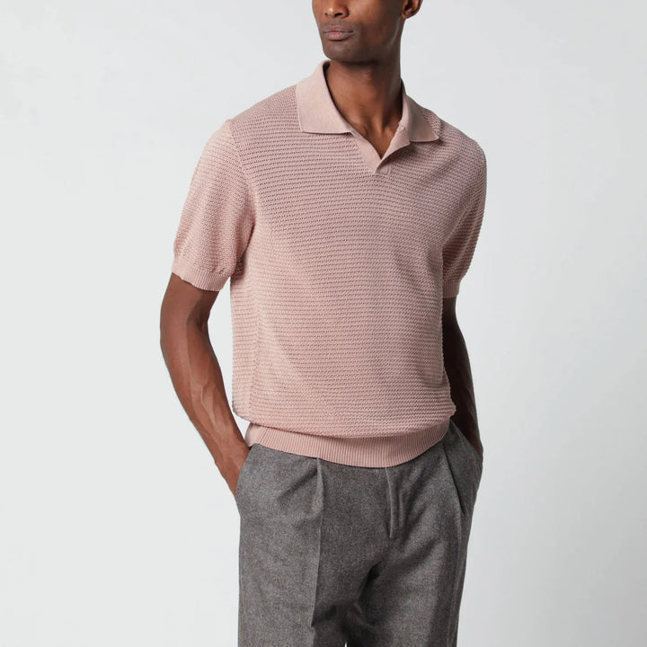 Tagliatore - Pink openwork cotton polo shirt Brand Shirts &amp; Tops 48 IT