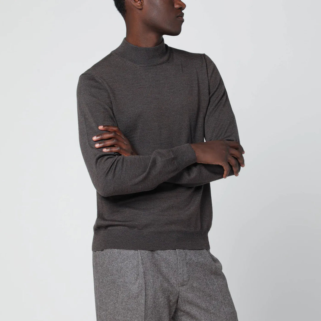 Tagliatore - Taupe wool turtleneck sweater Brand Shirts &amp; Tops 52 IT