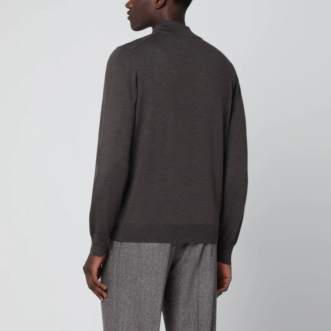 Tagliatore - Taupe wool turtleneck sweater Brand Shirts &amp; Tops 52 IT