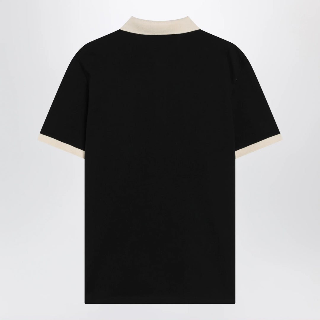 Valentino - Black cotton piqué polo shirt with Vgold Brand Shirts &amp; Tops